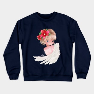 Christmas Poinsettia Angel Crewneck Sweatshirt